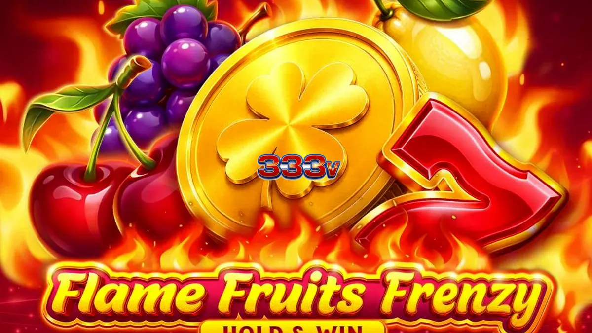 Tampilan visual slot Flames Fruits Frenzy Hold and Win dengan simbol buah yang menyala